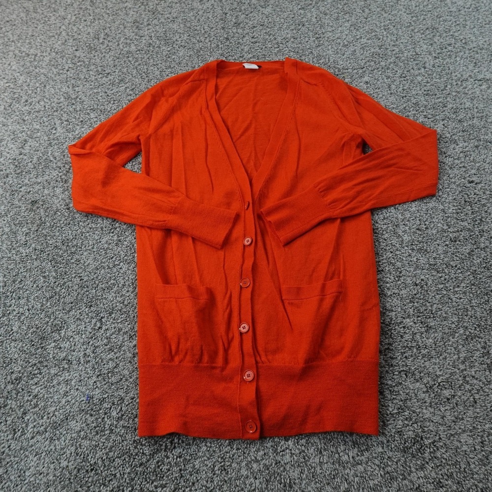 J Crew Cardigan Womens S Orange Merino Wool Button Sweater Cozy Soft Lightweight